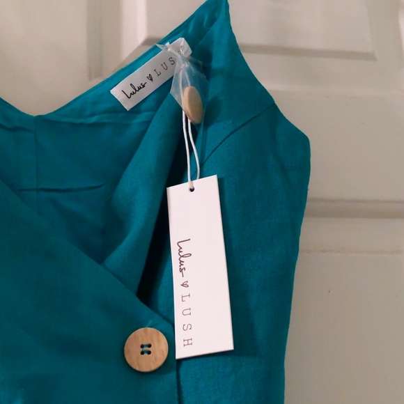 LUSH x Lulu's Billie Green Button Front Mini Wrap - Picture 6 of 6